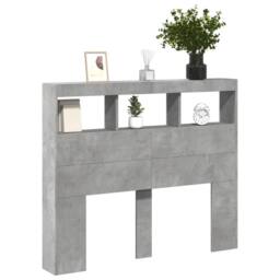 Berkfield Home Headboard Cabinet with LED Concrete Grey 120x17x102 cm - Size: 120 x 17 x 102 cm - thumbnail 5