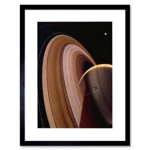 "Artery8 NASA Space Impression Voyager Saturn Ring Planet 12x16"" Framed Art in Brown - Size: W12"" x H16""" - image 1