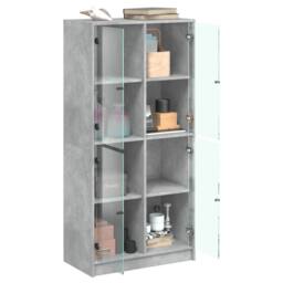 Berkfield Home Highboard with Doors Concrete Grey 68x37x142 cm Engineered Wood - Size: 68 x 37 x 142 cm - thumbnail 4
