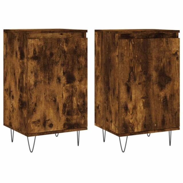 Berkfield Home Sideboards 2 pcs Smoked Oak 40x35x70 cm Engineered Wood in Brown - Size: 40 x 35 x 70 cm
