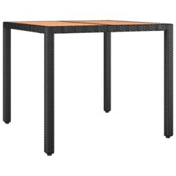 Berkfield Home 3 Piece Garden Dining Set Black Poly Rattan&Solid Wood Acacia - thumbnail 6