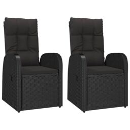 Berkfield Home 3 Piece Garden Dining Set Black Poly Rattan&Solid Wood Acacia - thumbnail 4