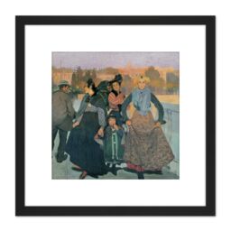 Artery8 Anselmo Guinea Group Of People Vintage Painting 8X8 Inch Square Wooden Framed Wall Art Print Picture with Mount in Black - thumbnail 1