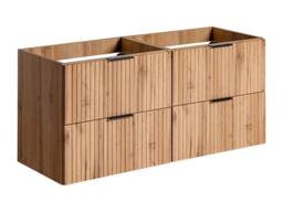 Vente-unique Fluted Wall-Hung Vanity Unit - Light Natural - W120 Cm - ZEVARA in Light Oak - thumbnail 4