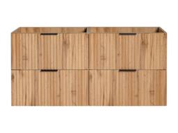 Vente-unique Fluted Wall-Hung Vanity Unit - Light Natural - W120 Cm - ZEVARA in Light Oak - thumbnail 5