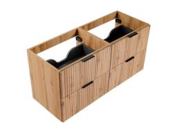 Vente-unique Fluted Wall-Hung Vanity Unit - Light Natural - W120 Cm - ZEVARA in Light Oak - thumbnail 7