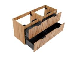 Vente-unique Fluted Wall-Hung Vanity Unit - Light Natural - W120 Cm - ZEVARA in Light Oak - thumbnail 8