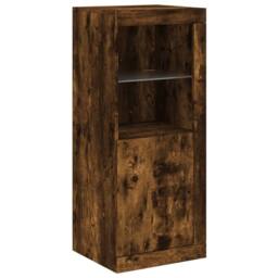 Berkfield Home Sideboard with LED Lights Smoked Oak 41x37x100 cm in Brown - Size: 41 x 37 x 100 cm - thumbnail 1