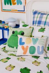 Wee Blue Bell 'Ribbit ' Duvet Cover Set in Green - Size: Single - thumbnail 1