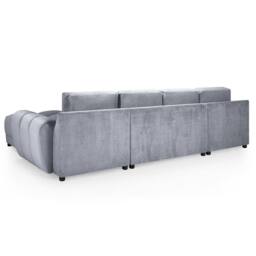 Furnishings For Less UK Zura Grey Fabric Large U Shaped 4 - 5 Seater Sofa Wooden Legs - thumbnail 7