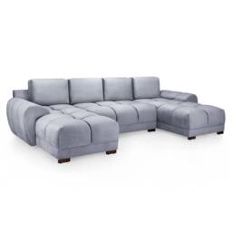 Furnishings For Less UK Zura Grey Fabric Large U Shaped 4 - 5 Seater Sofa Wooden Legs - thumbnail 2