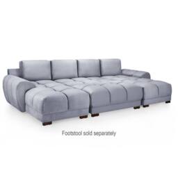 Furnishings For Less UK Zura Grey Fabric Large U Shaped 4 - 5 Seater Sofa Wooden Legs - thumbnail 8