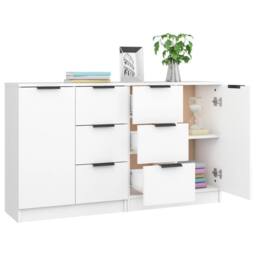 Berkfield Home Sideboards 2 pcs White 60x30x70 cm Engineered Wood - Size: 60 x 30 x 70 cm - thumbnail 4