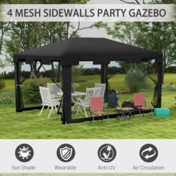 OUTSUNNY 4 x 3m Party Tent Waterproof Garden Gazebo Canopy Wedding Cover Shade in Dark Grey - thumbnail 4