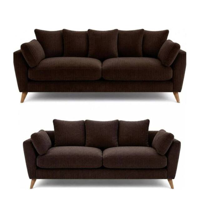 Bliss Furniture Harlow Jumbo Cord 3+2 Seater Sofa Set, Modern Tailored Design in Brown - Size: 5 Pack - image 1