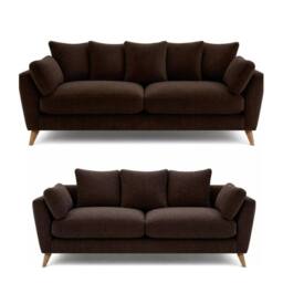 Bliss Furniture Harlow Jumbo Cord 3+2 Seater Sofa Set, Modern Tailored Design in Brown - Size: 5 Pack