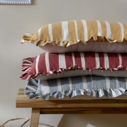 Furn Carmon Stripe Ruffle Cushion in Yellow - Size: 40 cm x 60 cm - thumbnail 7