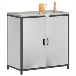 Berkfield Home Kitchen Storage Cabinet with Shelf with Storage with Door Silver Stainless steel - thumbnail 3