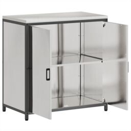 Berkfield Home Kitchen Storage Cabinet with Shelf with Storage with Door Silver Stainless steel - thumbnail 5