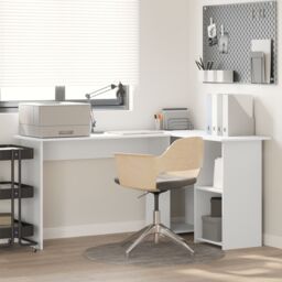 Berkfield Home White Computer Desk White Engineered wood Medium Computer Desk - thumbnail 1
