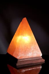 Orsina Hand-Carved Pyramid Salt Rock Lamp, Natural Himalayan Salt Lamp, Rock Salt Light With Wooden Base For Decor in Orange - thumbnail 4