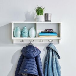 Home Source Polar Coat Hook Storage Shelf Unit in White - thumbnail 3