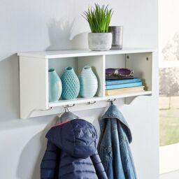 Home Source Polar Coat Hook Storage Shelf Unit in White - thumbnail 2