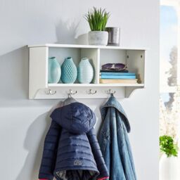 Home Source Polar Coat Hook Storage Shelf Unit in White - thumbnail 1