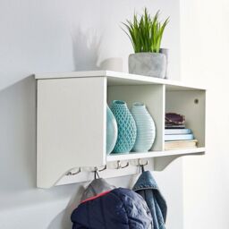 Home Source Polar Coat Hook Storage Shelf Unit in White - thumbnail 4