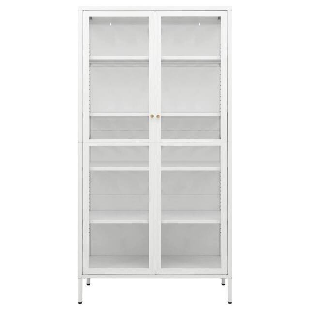 Berkfield Home Durable Display Cabinet White 90x40x180 cm Steel & Tempered Glass - Size: 90 x 40 x 180 cm - image 1