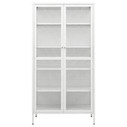 Berkfield Home Durable Display Cabinet White 90x40x180 cm Steel & Tempered Glass - Size: 90 x 40 x 180 cm