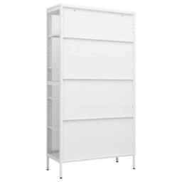 Berkfield Home Durable Display Cabinet White 90x40x180 cm Steel & Tempered Glass - Size: 90 x 40 x 180 cm - thumbnail 5