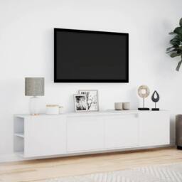 Berkfield Home TV Wall Cabinet with LED White 180x31x39.5 cm - thumbnail 4