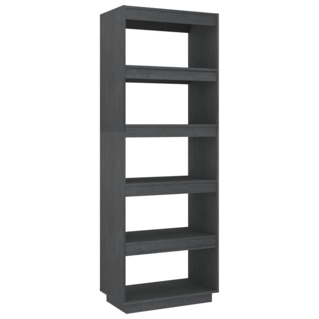 Berkfield Home Book Cabinet/Room Divider Grey 60x35x167 cm Solid Pinewood - Size: 60 x 35 x 167 cm - image 1