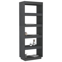 Berkfield Home Book Cabinet/Room Divider Grey 60x35x167 cm Solid Pinewood - Size: 60 x 35 x 167 cm - thumbnail 4