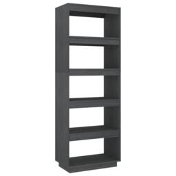 Berkfield Home Book Cabinet/Room Divider Grey 60x35x167 cm Solid Pinewood - Size: 60 x 35 x 167 cm - thumbnail 1