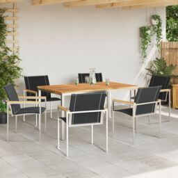 Berkfield Home 7 Piece Garden Dining Set Solid Wood Acacia in Brown - thumbnail 4