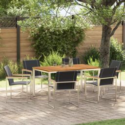 Berkfield Home 7 Piece Garden Dining Set Solid Wood Acacia in Brown