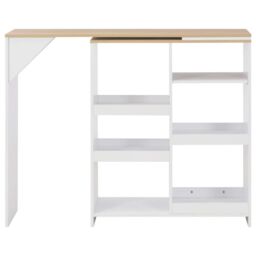 Berkfield Home Bar Table with Moveable Shelf White 138x39x110 cm - Size: 138 x 39 x 110 cm - thumbnail 2
