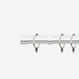 New Edge Blinds Polished Chrome 28mm End Cap Fixed Length Metal Curtain Pole in Metallic Silver - Size: 210 cm