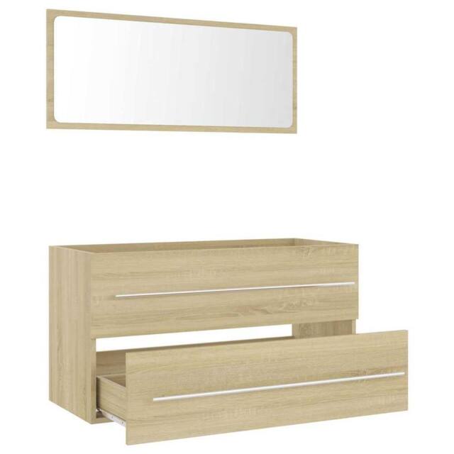 Berkfield Home Durable 2 Piece Bathroom Furniture Set Sonoma Oak Engineered Wood in Light Oak - image 1