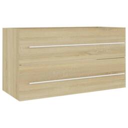 Berkfield Home Durable 2 Piece Bathroom Furniture Set Sonoma Oak Engineered Wood in Light Oak - thumbnail 7