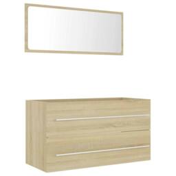 Berkfield Home Durable 2 Piece Bathroom Furniture Set Sonoma Oak Engineered Wood in Light Oak - thumbnail 3