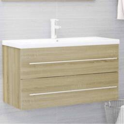 Berkfield Home Durable 2 Piece Bathroom Furniture Set Sonoma Oak Engineered Wood in Light Oak - thumbnail 6