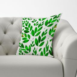 Warren Reed - Designer Watercolor Abstract Leaves Cushions in Green - Size: 60 cm x 60 cm - thumbnail 3