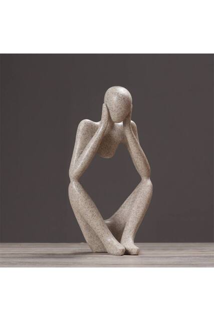 ExtraStar Abstract Resin Meditating Figure Tabletop Sculpture in Beige - image 1