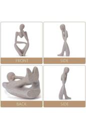 ExtraStar Abstract Resin Meditating Figure Tabletop Sculpture in Beige - thumbnail 2