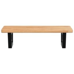 Berkfield Home Basin Shelf Wall Mounted Steel & Solid Wood Oak in Brown - thumbnail 4