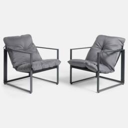 OHS Miami 4PC Table Chair Set Outdoor Metal Frame Garden Patio Furniture in Grey - thumbnail 8