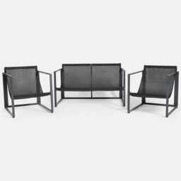 OHS Miami 4PC Table Chair Set Outdoor Metal Frame Garden Patio Furniture in Grey - thumbnail 7